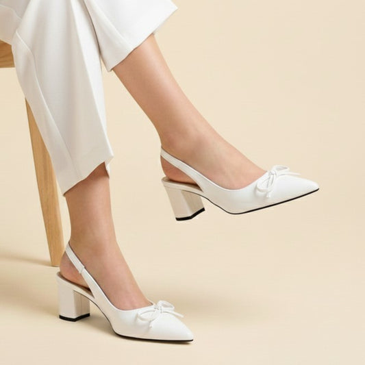 White Bow Slingback ZM-1019
