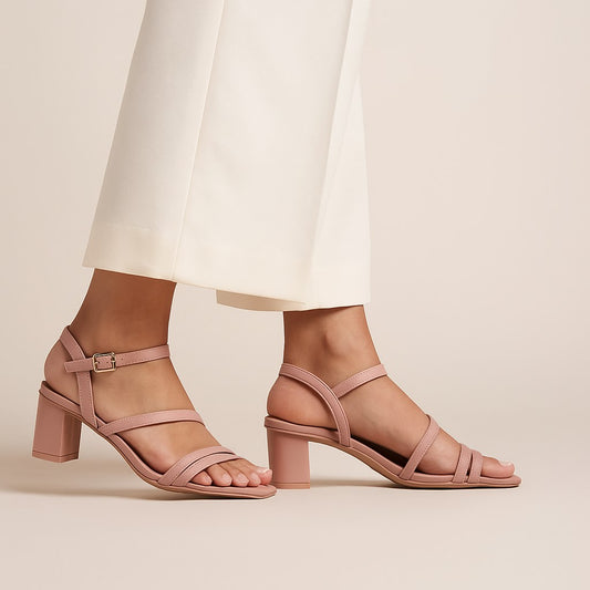 Lilac Criss Cross Block Heels ZH-501