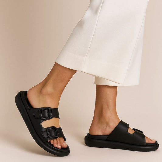 Black Buckle Slides ZW-1527