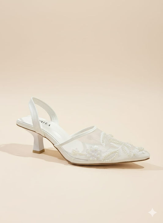 White Noir Bloom Sling Back ZM-1017