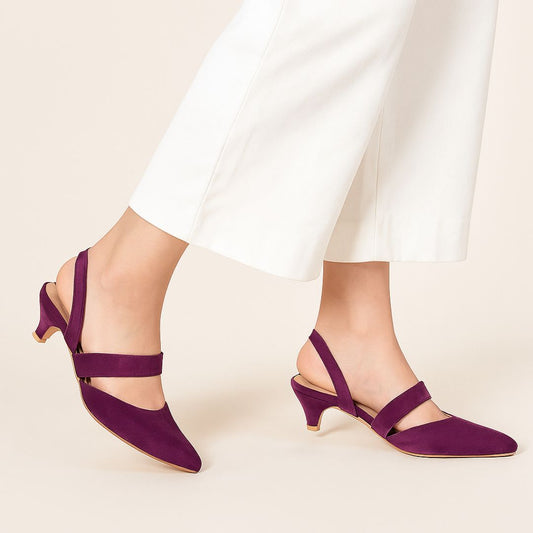 Purple Velvet easy-strap Court Shoes by Zapatla cs20