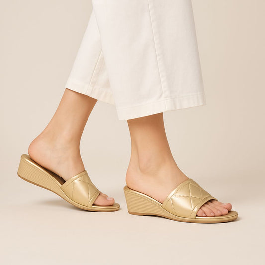 Golden Comfy Wedges we05