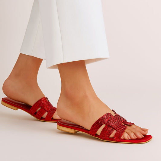 Maroon Rhine Stone Flat ZF-112