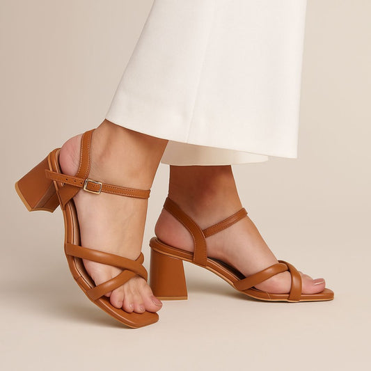 Mustard Cross Strap Block Heel Sandal ZH-502