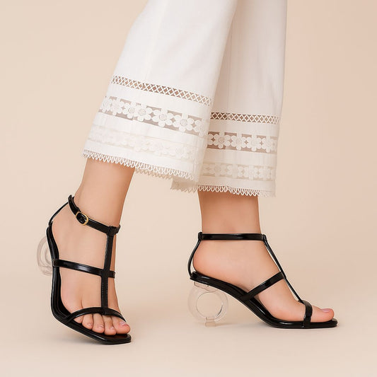 Black Transparent Heel Sandal ZH-517