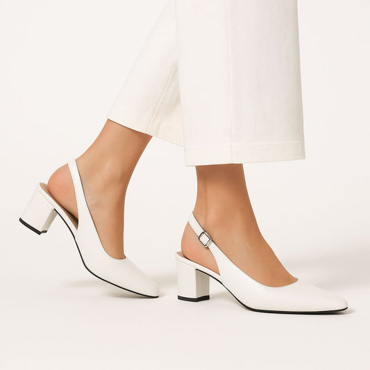 White Sling Back Court Shoes ZM-1004