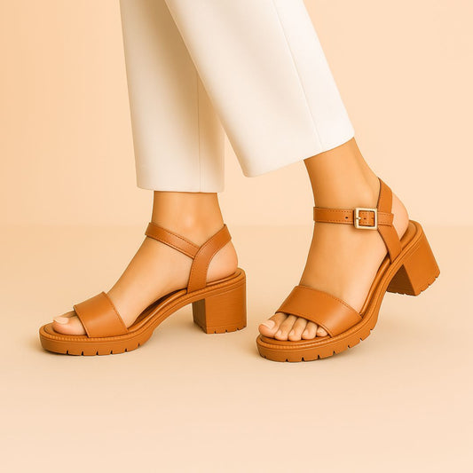 Mustard Block Heel Sandals ZW-1513