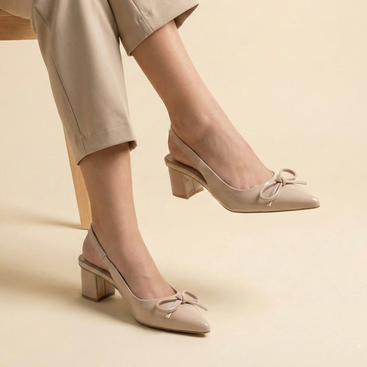 Beige Bow Slingback ZM-1019