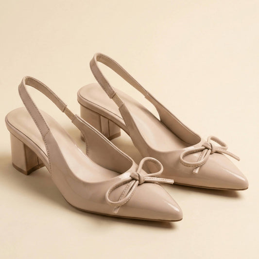 Beige Bow Slingback ZM-1019