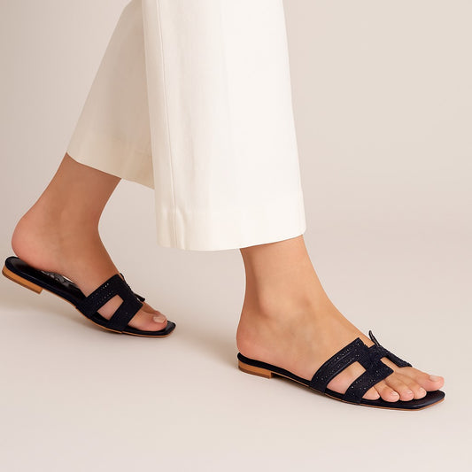 Black Rhine Stone Flat ZF-110