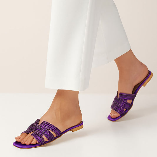 Purple Rhine Stone Flat ZF-112