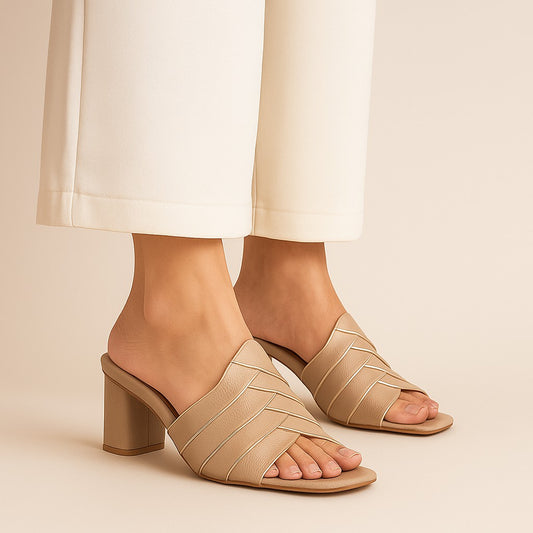 Beige Noir Layers Sandal ZH-523