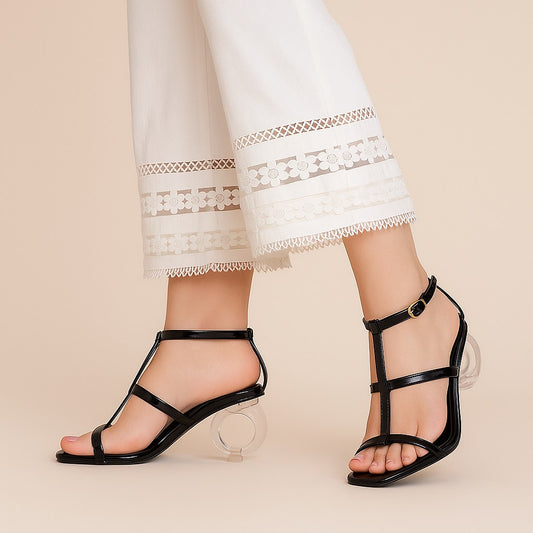 Black Transparent Heel Sandal ZH-517