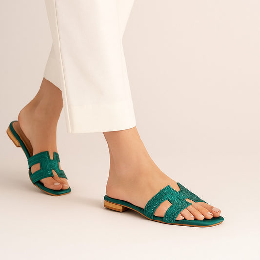 Green Rhine Stone Flat ZF-110