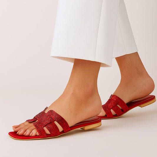 Maroon Rhine Stone Flat ZF-112