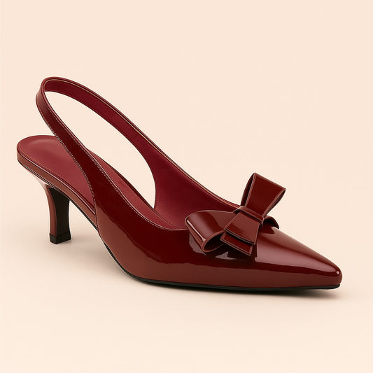 Maroon Bow Sling Back ZM-1011