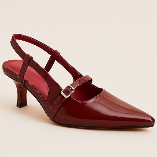 Maroon Sling Back Heels ZM-1018