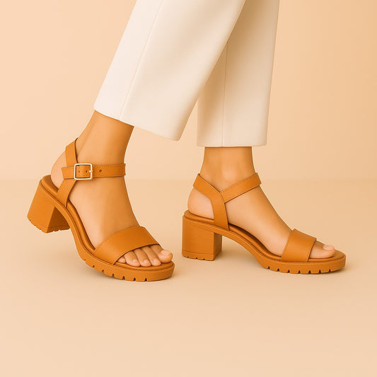 Mustard Block Heel Sandals ZW-1513