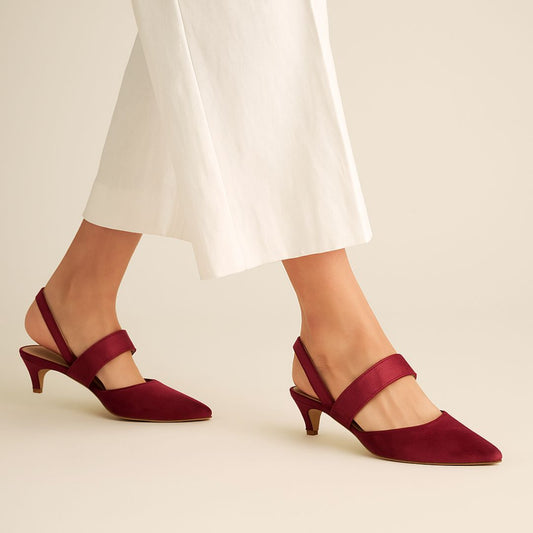 Maroon Velvet easy-strap Court Shoes by Zapatla cs20
