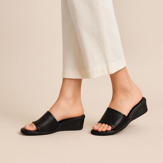 Black Comfy Wedges we05