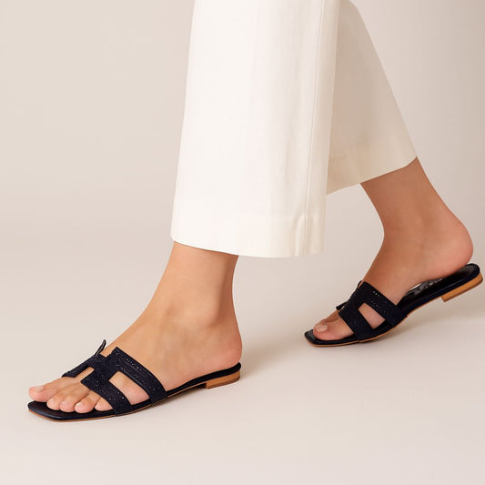 Black Rhine Stone Flat ZF-110