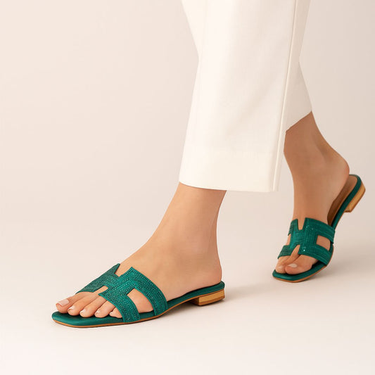 Green Rhine Stone Flat ZF-110