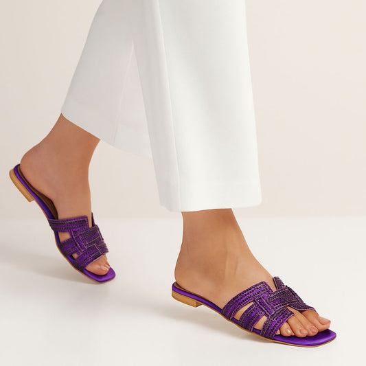 Purple Rhine Stone Flat ZF-112