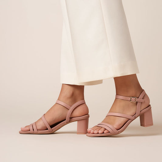 Lilac Criss Cross Block Heels ZH-501