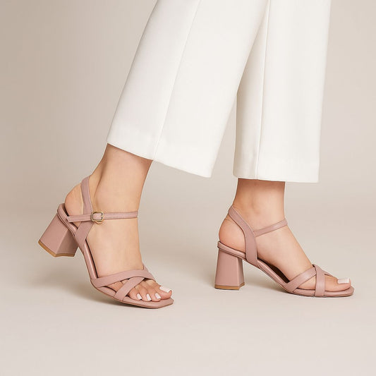 Lilac Cross Strap Block Heel Sandal ZH-502