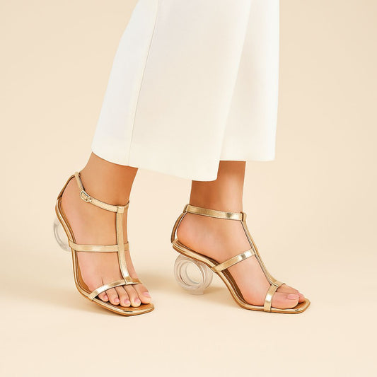 Golden Transparent Heel Sandal ZH-517