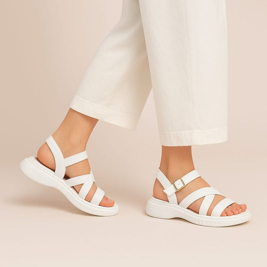 White Criss Cross Kito Sandals ZW-1517
