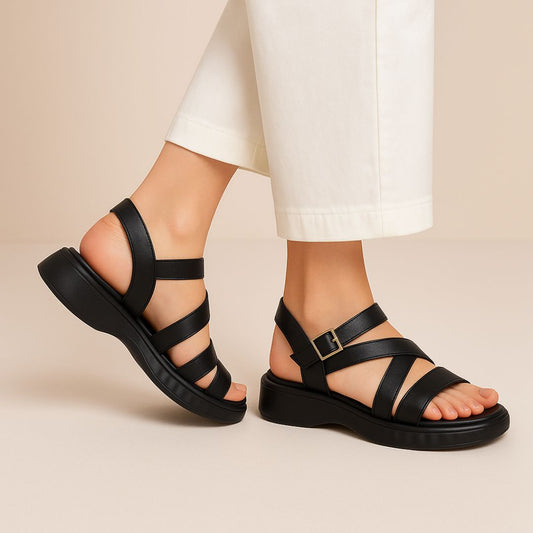 Black Criss Cross Kito Sandals ZW-1517