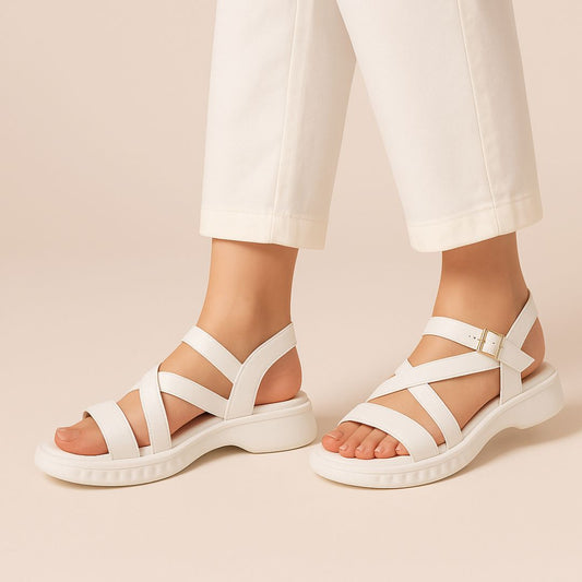 White Criss Cross Kito Sandals ZW-1517